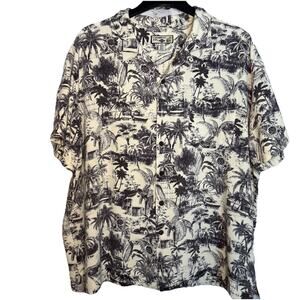 Caribbean Joe 2XL 100% Rayon Men's Relaxed Fit Black/White Graphic Shirt